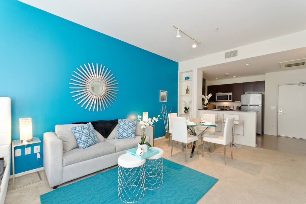 Custom designed living room with high end furniture