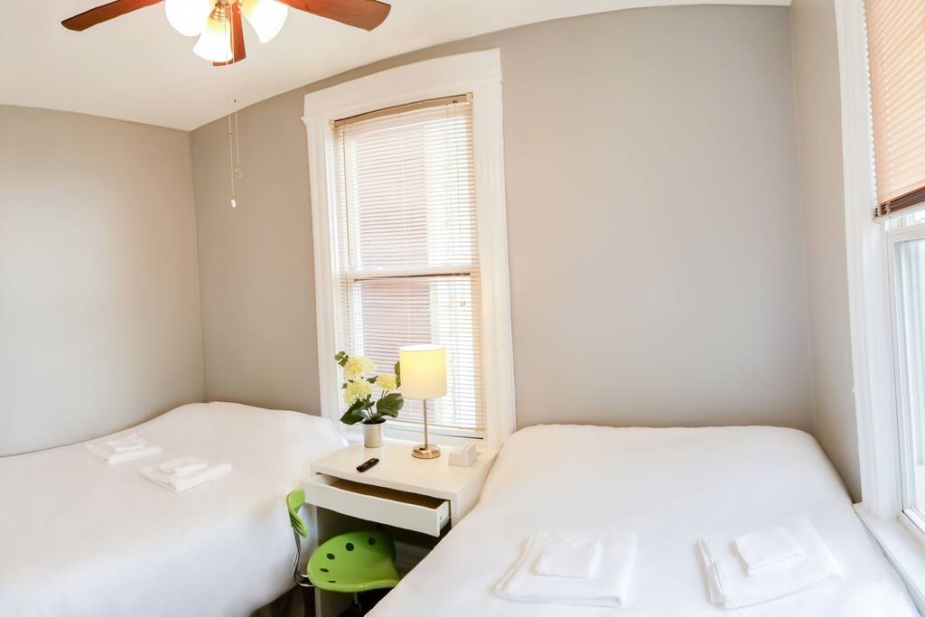 2nd bedroom sleeps up to 4 on 2 double beds with luxurious gel memory foam mattresses