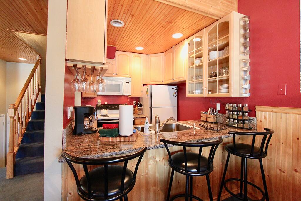 Bar seating at the kitchen