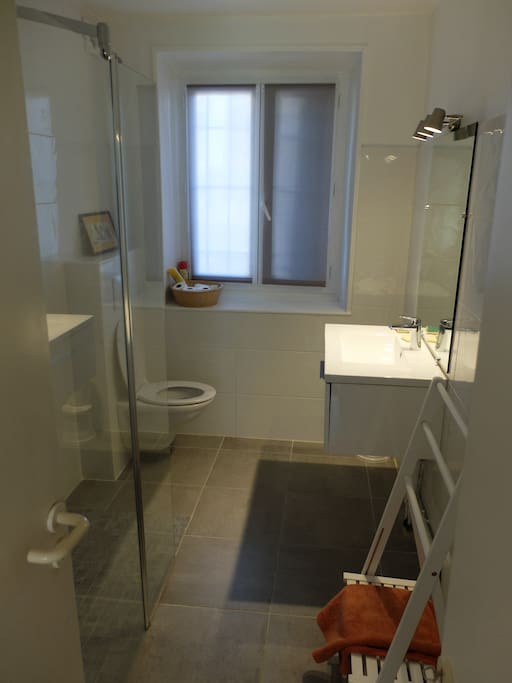 salle de bain rénovée avec douche à l'italienne