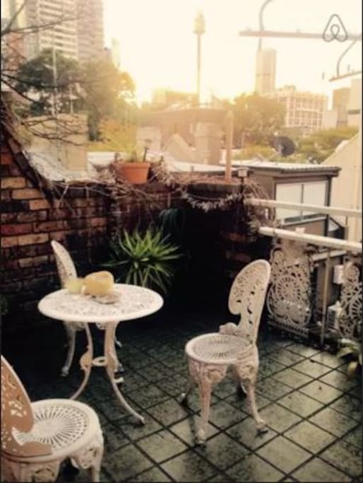 Shared balcony overlooking Darlinghurst neighbourhood