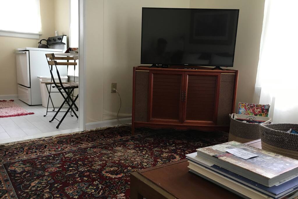 Kick back in the living room and watch TV or surf the web on your device (free wifi)
