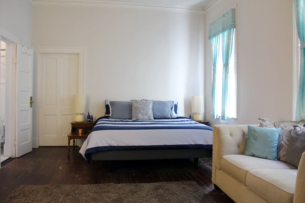 Downstairs Master Bedroom with Serta Motion Perfect Adjustable King Bed and En Suite Bathroom