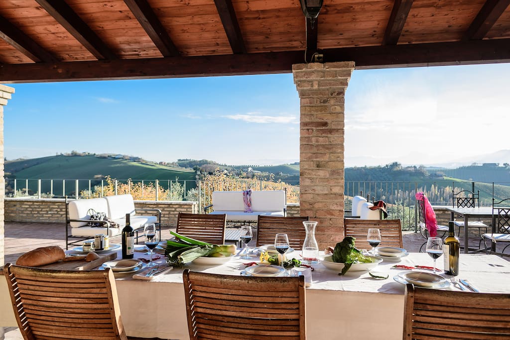 Dining under the patio