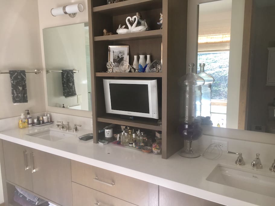 In Suite Master Bath...Includes double vanity, rainfall shower, and a bath tub.
