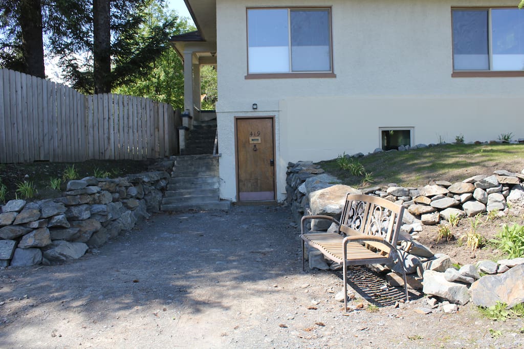 Guest entrance - brown door