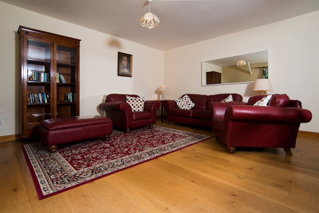 Comfortable leather sofas and armchairs, perfect for relaxing.