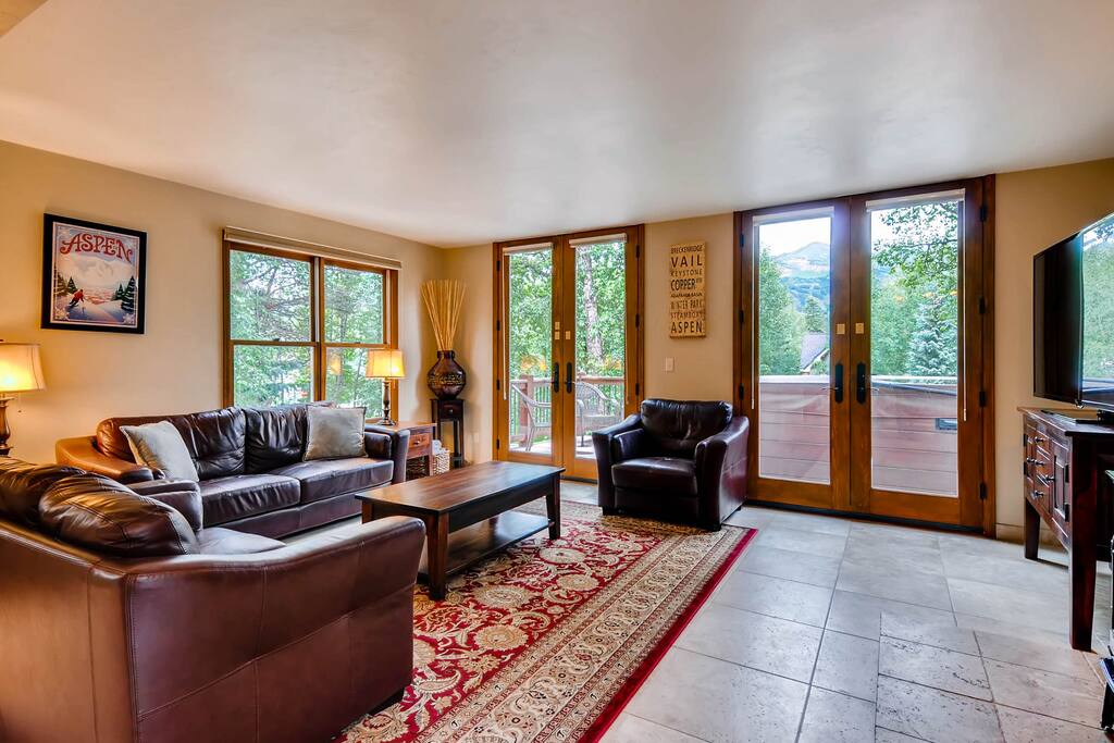 with TV, Gas Woodstove and access to deck with hot tub