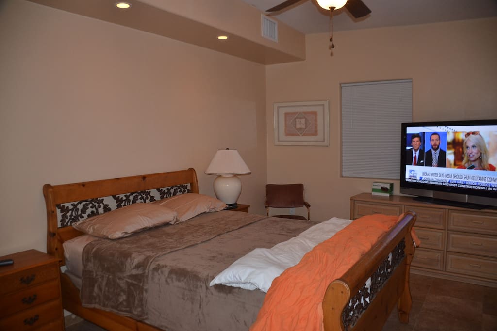 Master has Queen Bed and large screen TV