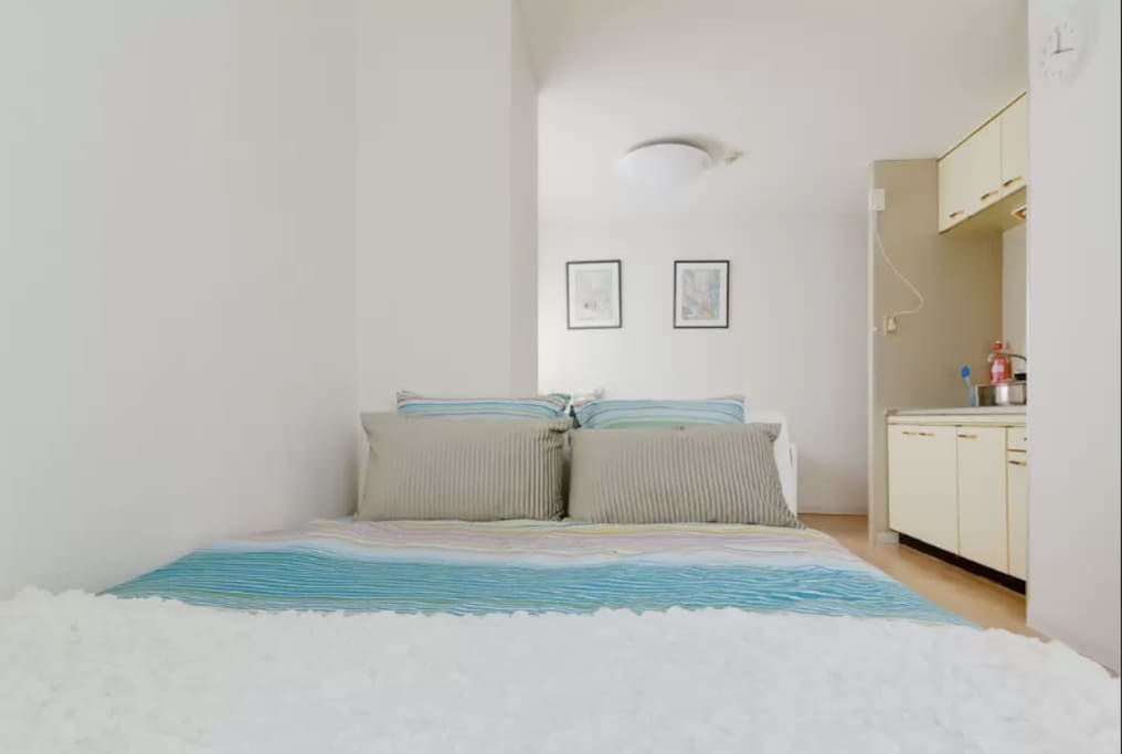 We just new opened,a double bed,1 couch sofer bed(can become semidouble-bed)