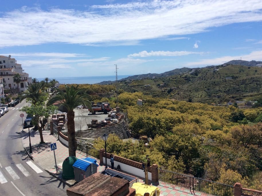 View from roof garden of the sea and countryside
