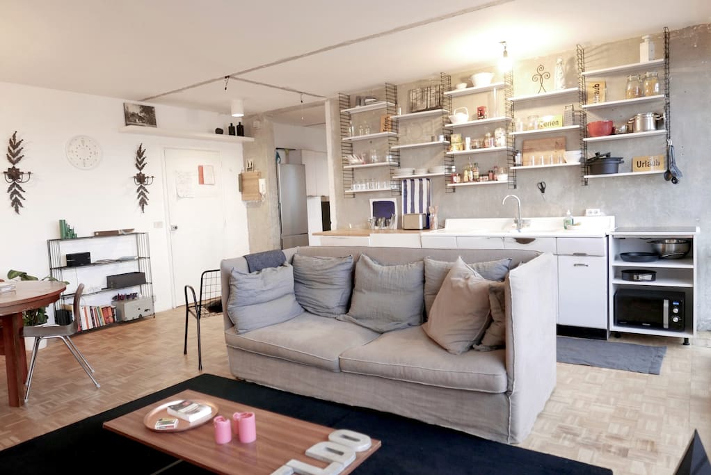 Cosy big sofa in living room - can sleep a 5th guest