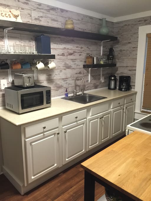 Beautiful farm kitchen, stocked with essentials