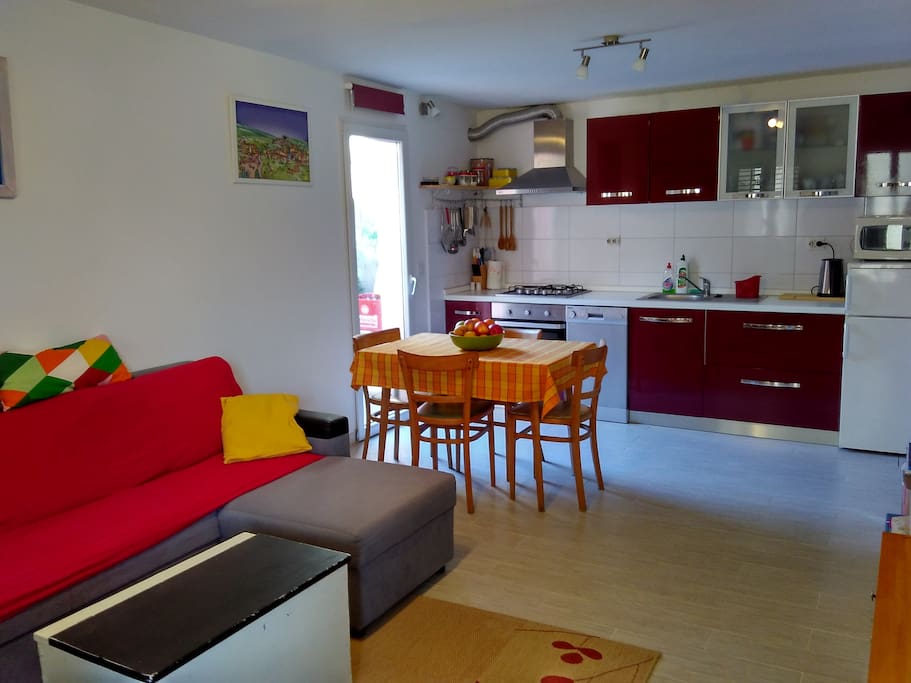 Kitchen with living room
