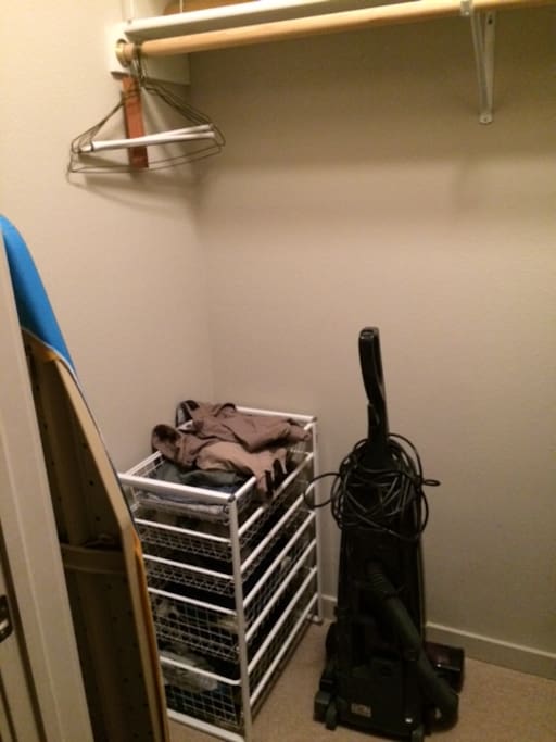 Room for hanging and storing clothes.
