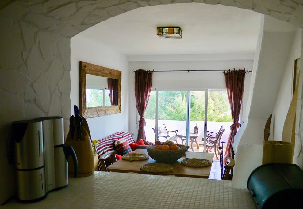 Kitchen overlooking the lounge