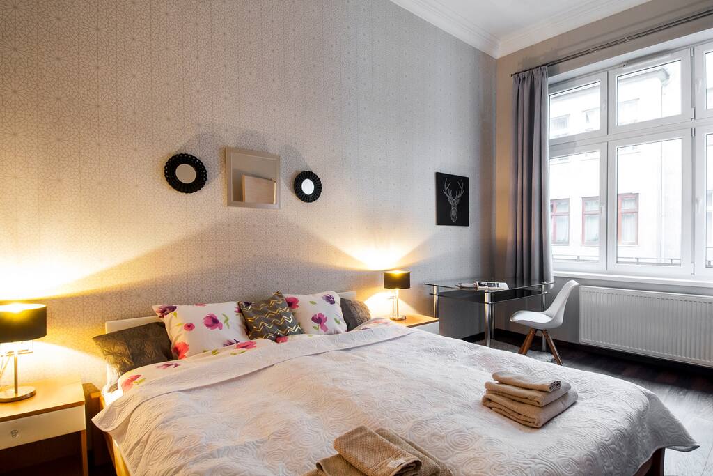 Silent bedroom with tv.