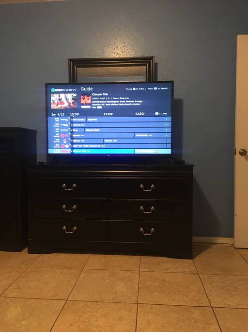 55” tv in your room with hundreds of movie channels