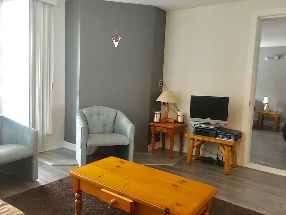 Le salon et l'entrée vers la chambre