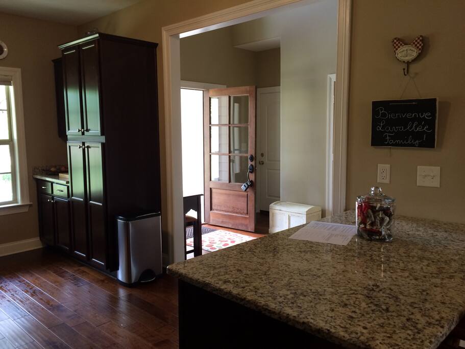 Entry way viewed from kitchen