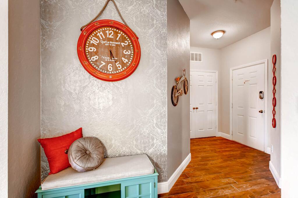 Front Door with entry way bench