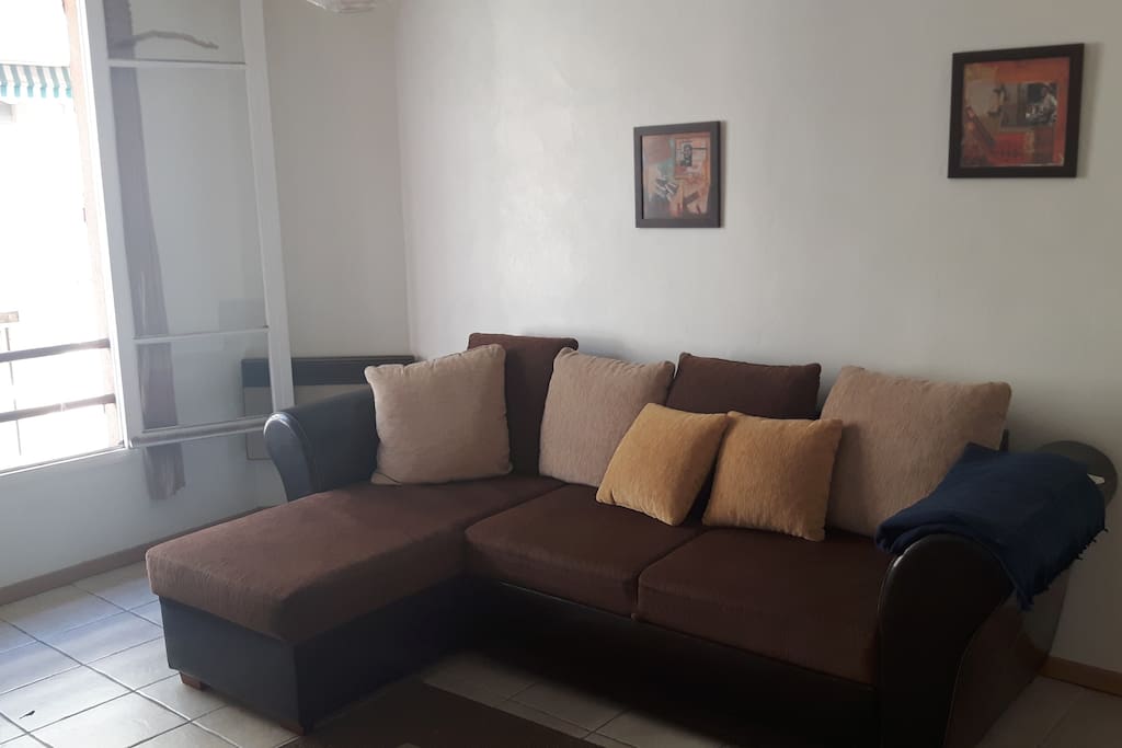 Salon avec canapé convertible / Living room with convertible sofa