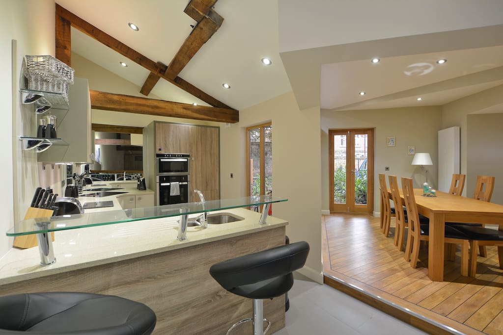 Interior featuring beams with high spec interiors.