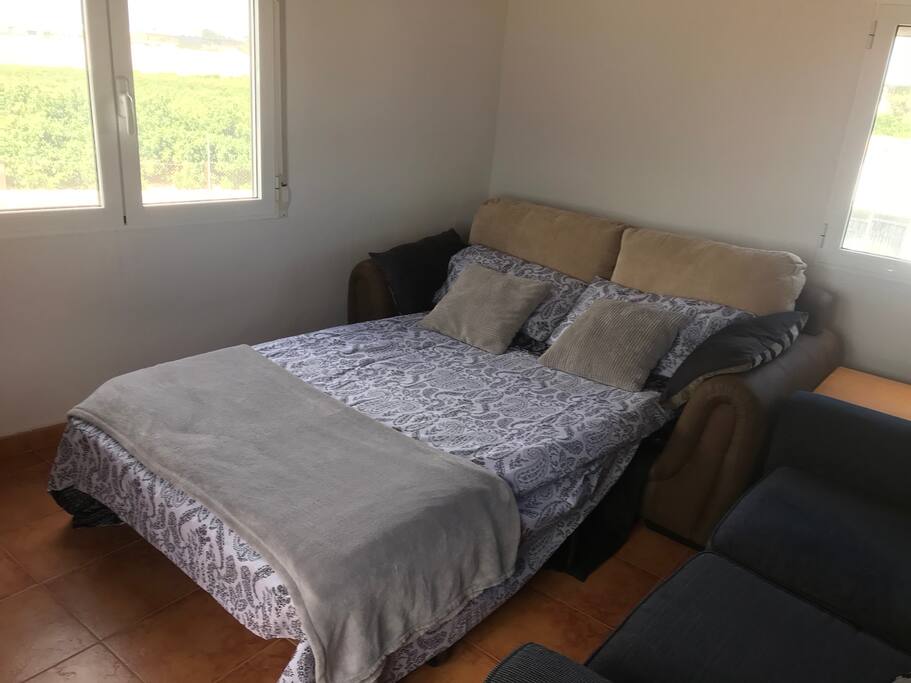 Double sofa bed in front room