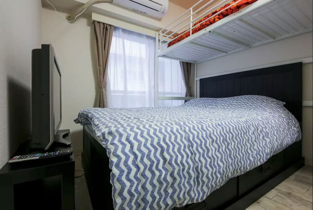 Double bed comfortable for 2 people.