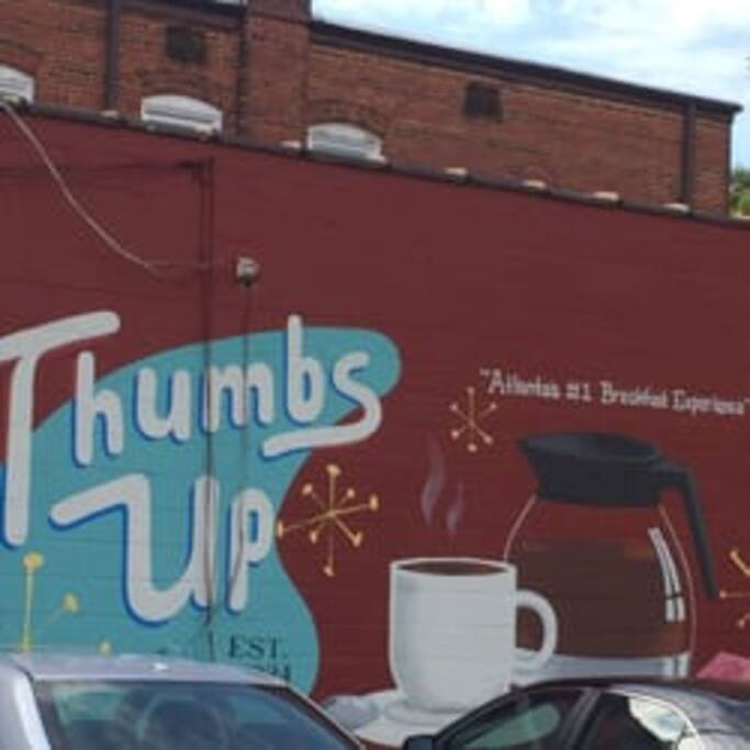 1.5 mile to Thumbs Up diner down the street