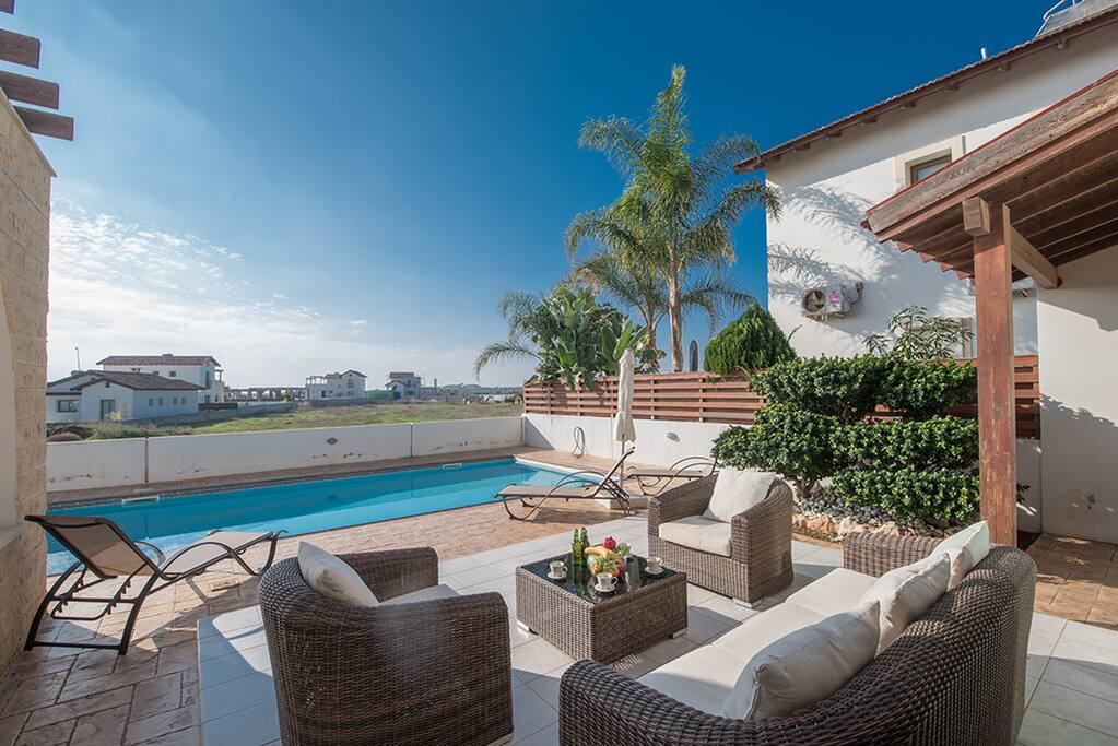 Outside seating area by the pool