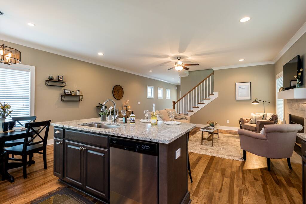 Prep meals at the kitchen island while chatting with your group.