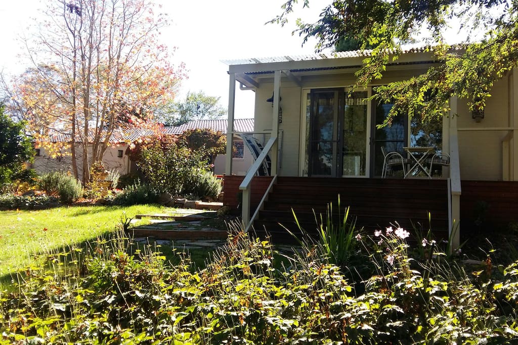 Exterior of studio leading down to garden