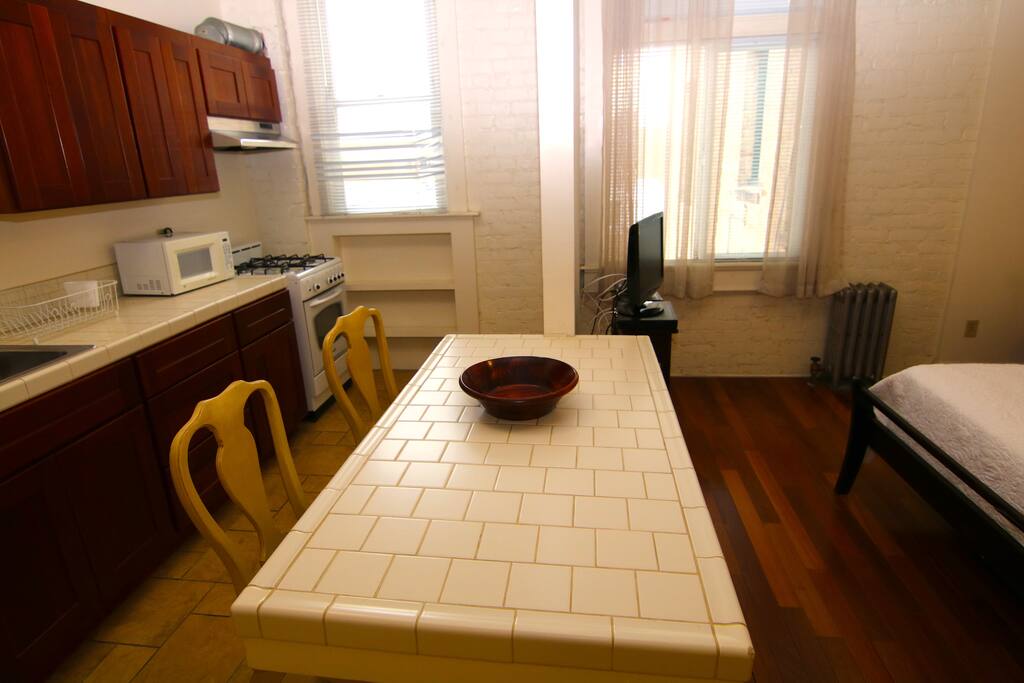 Split View of Studio/Kitchen