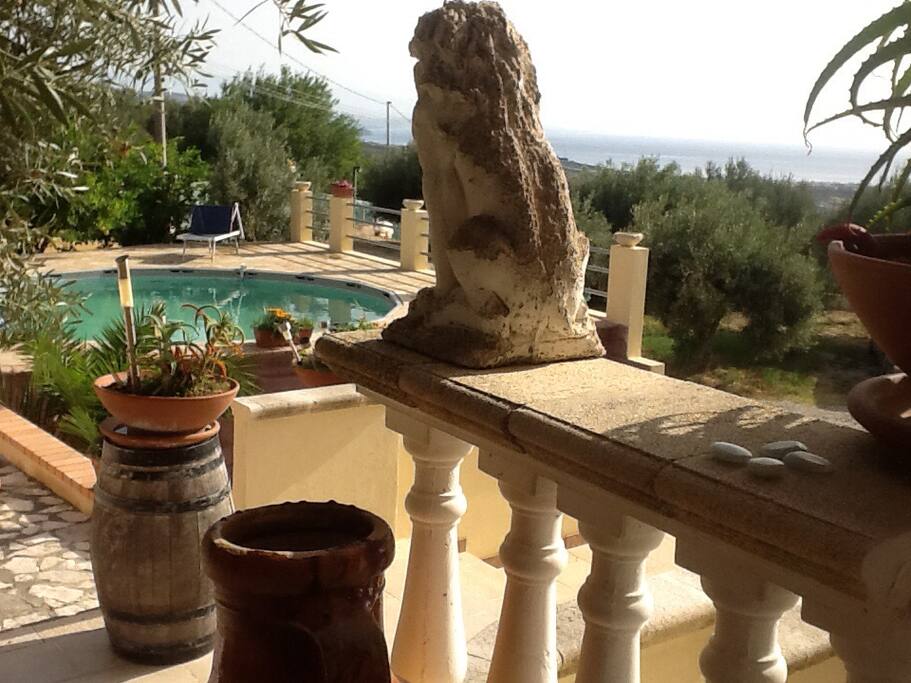 Blick auf Pool morgens um 7h