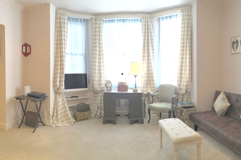 Desk for computer, TV.