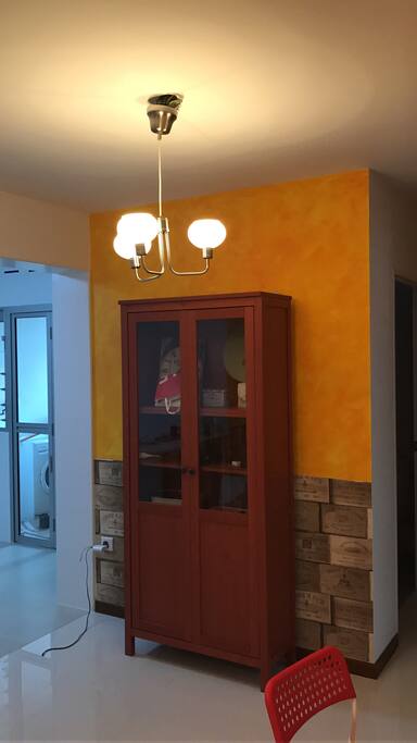 Dining Hall with Rusty Colour Cabinet