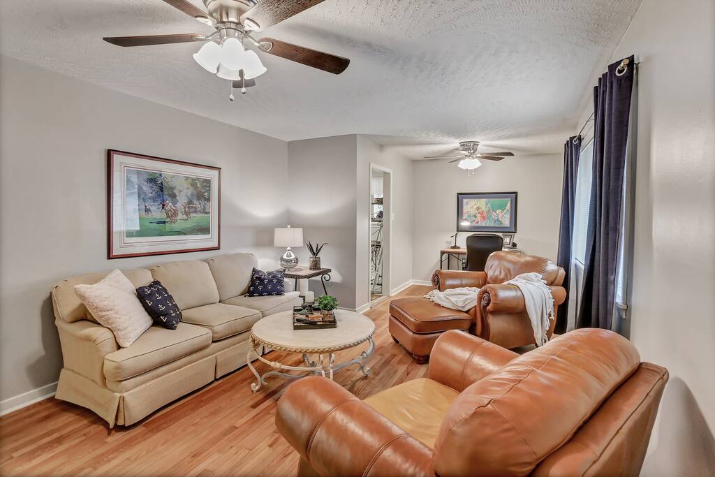 Living room and desk/work area