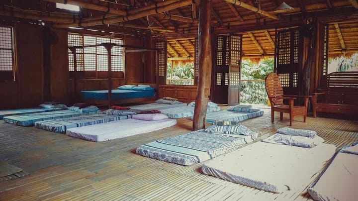 Cabana Area that can cater up to 16 pax. Includes a Queen size bed and floor mattresses. 