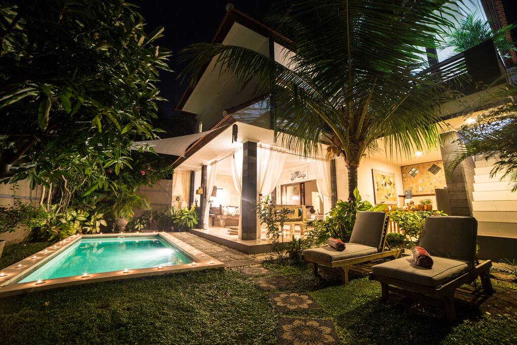 Villa looks magical at night time