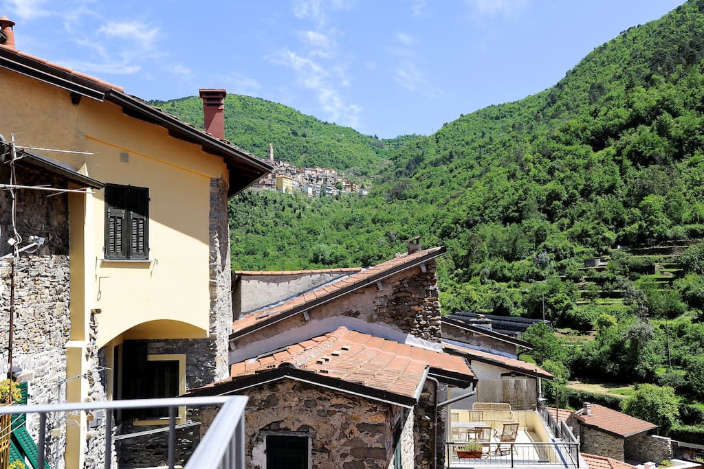From the balcony you can see the village of Castelvittorio, 3 kilometers away.
