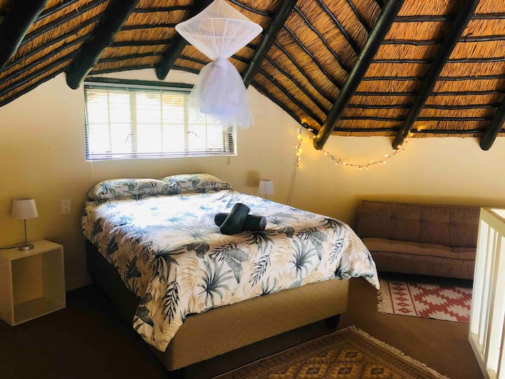 Main double bed on mezzanine level