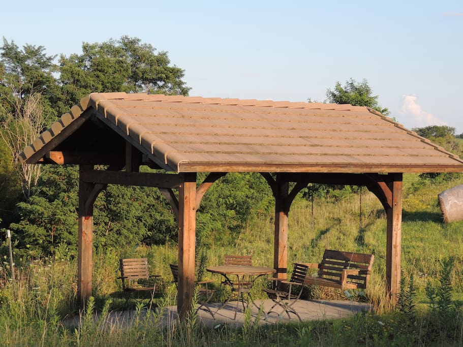Gazebo next to the lake for picnics
