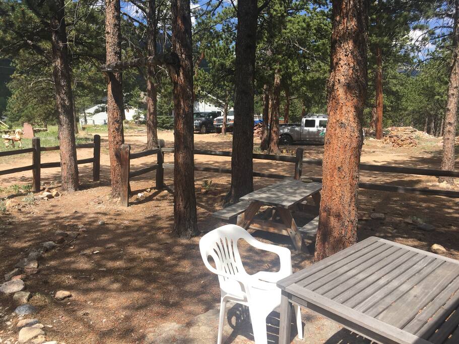The view of our house from the cabin. Farther than the average distance between homes in a neighborhood. My husband works with stone for a living, there will be rock piles!