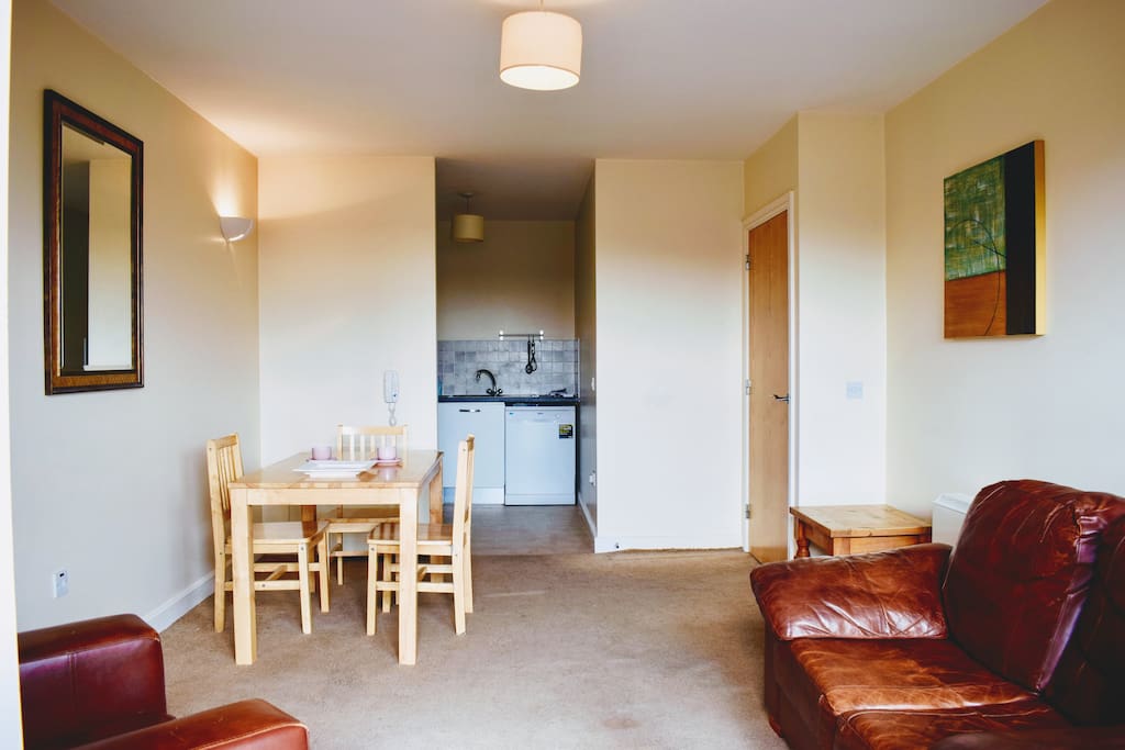 Spacious lounge and connecting kitchen