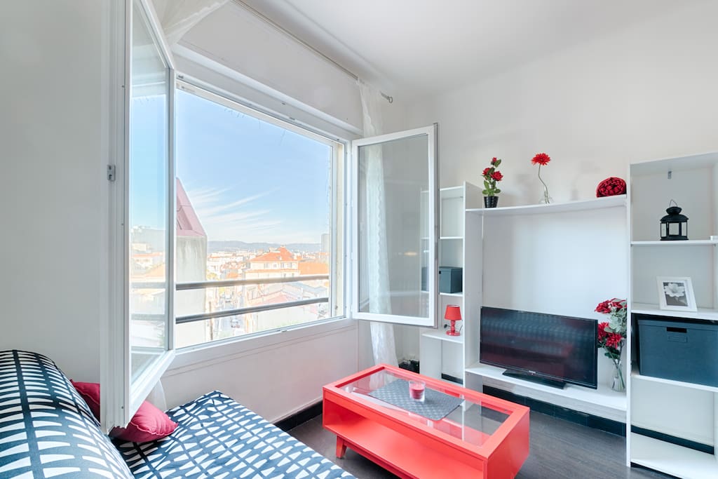 Living room with sofa bed for 2