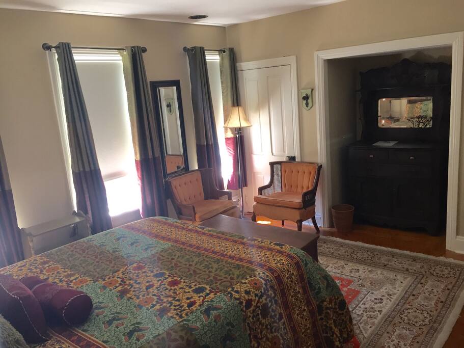 Antique hutch and sitting area