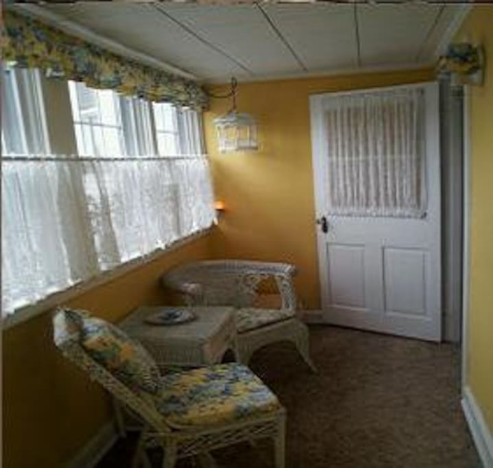 Here's your private Sun Room! Great for morning coffee and checking your email.