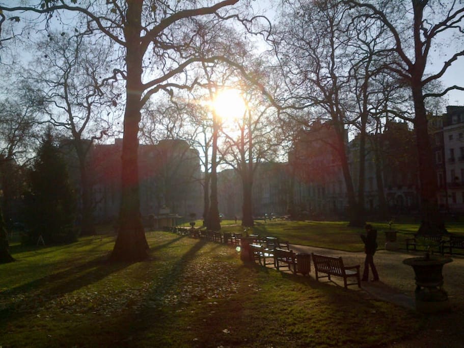 The neighbourhood square just thirty steps away.