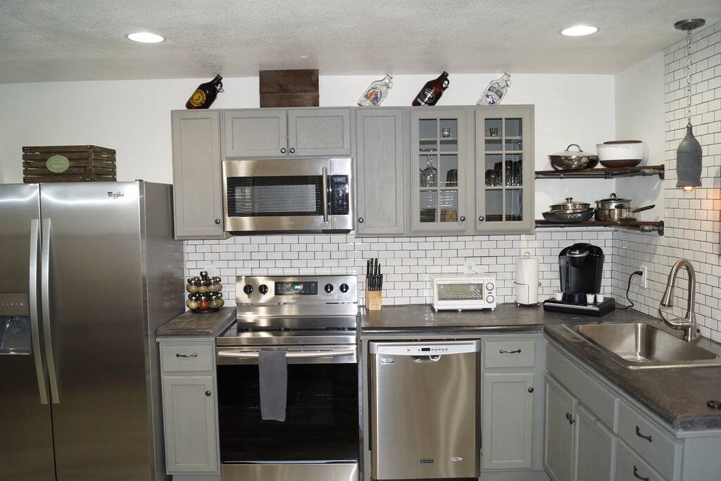 Kitchen with custom, hand poured, concrete countertops